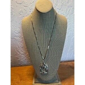 Vintage Avon Brushed Silver tone 1974 Avon Mayan Pendant Necklace
